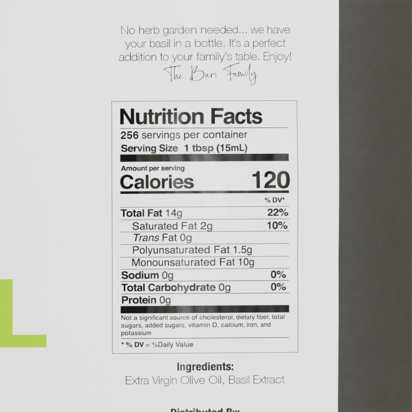 Basil Infused Olive Oil - 1 Gal