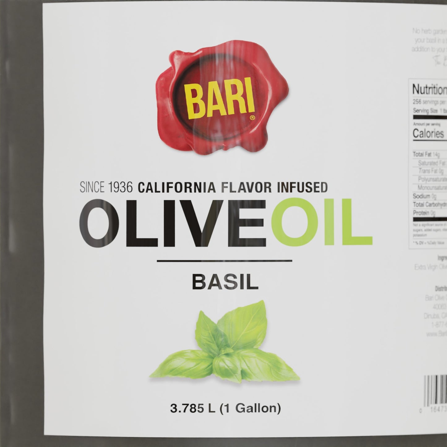 Basil Infused Olive Oil - 1 Gal