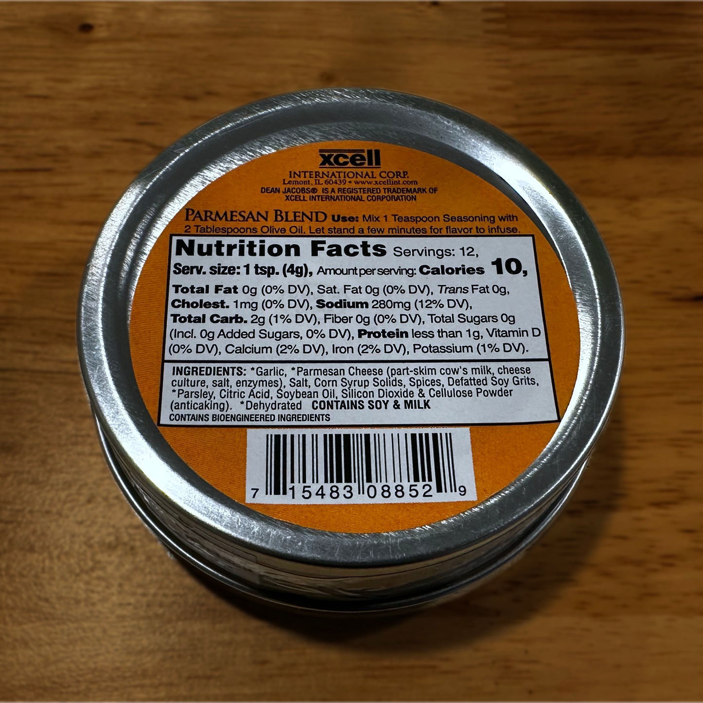 Bari Bread Dipping bottom of tin - Parmesan Blend on table