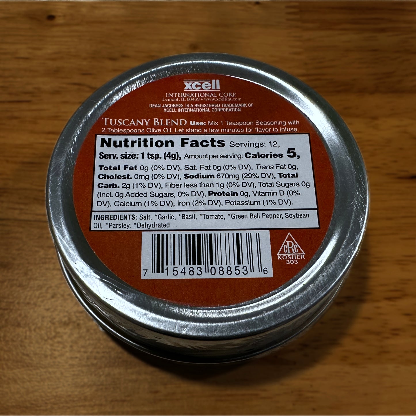 Bari Bread Dipping bottom of tin - Tuscany Blend on table