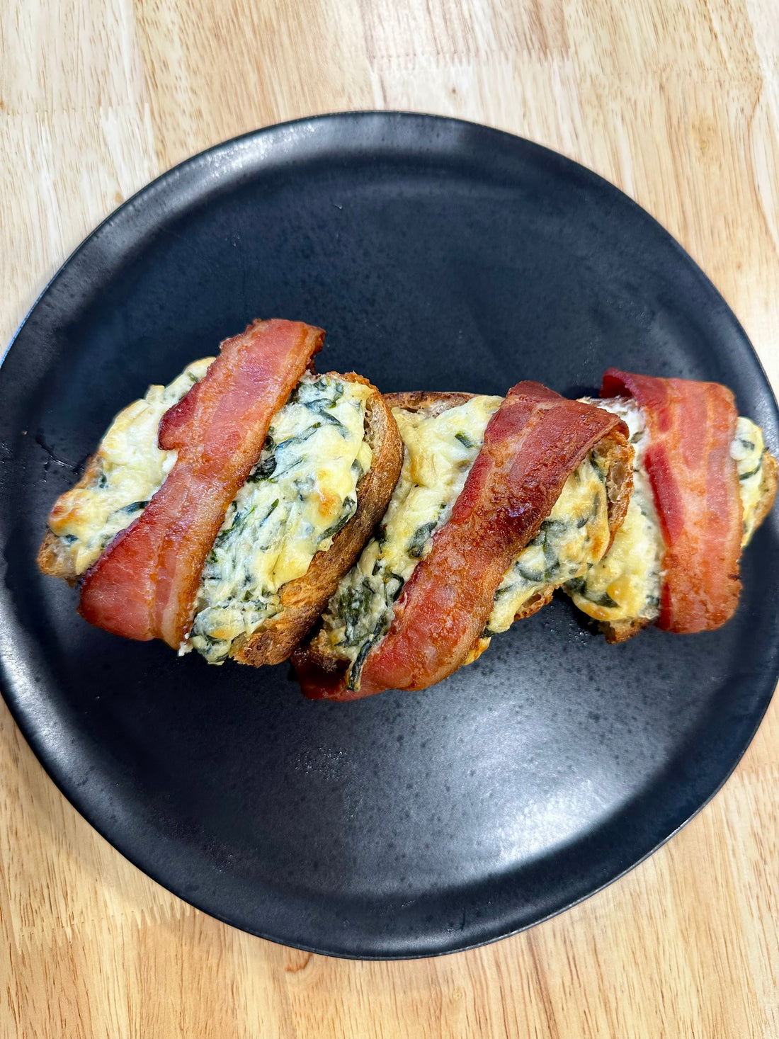 Crispy, Creamy, & Irresistible - Bacon Wrapped Spinach Dip Crostini!