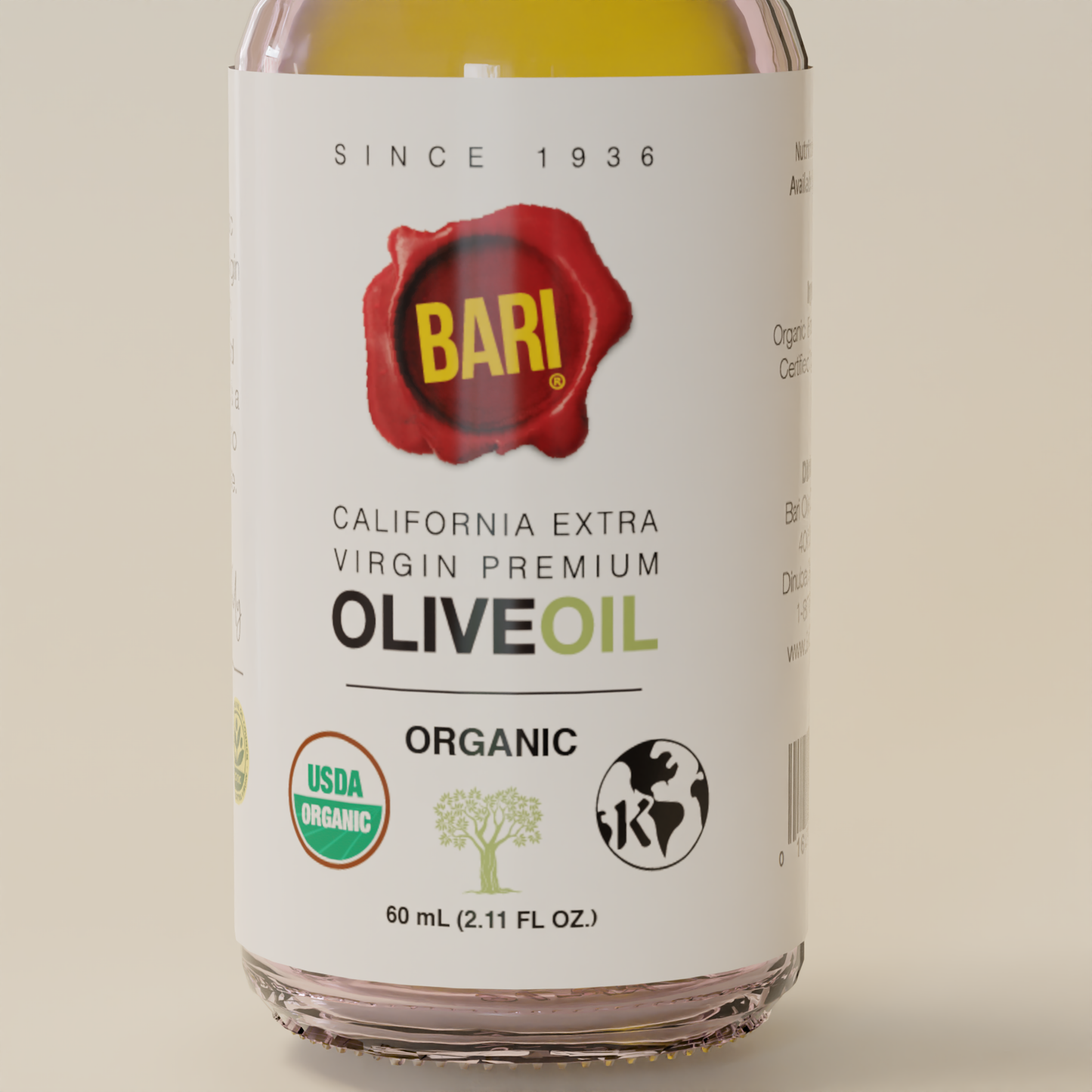 Bari Organic Olive Oil label - front