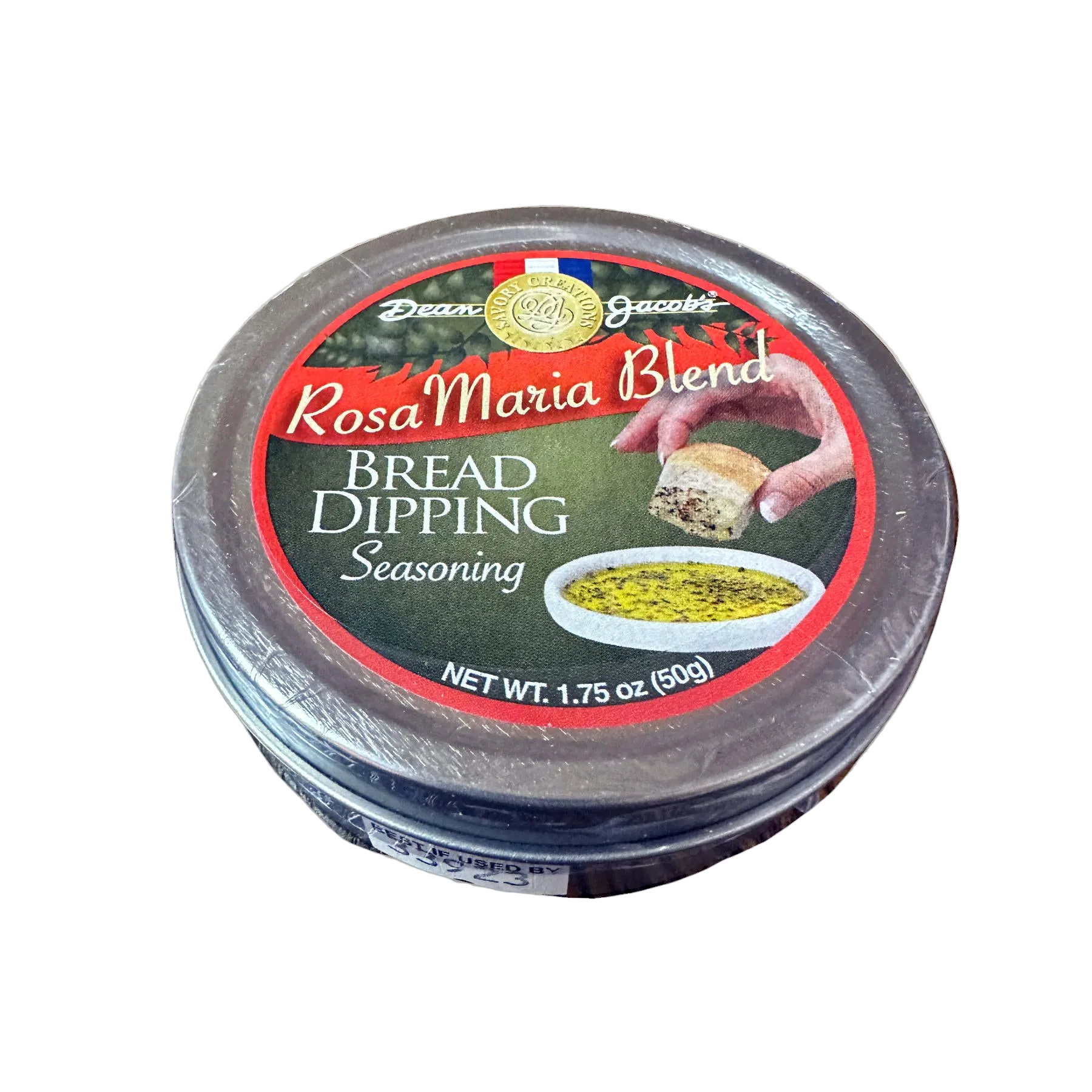 Rosa Maria Blend bread dipping seasoning container on a white background
