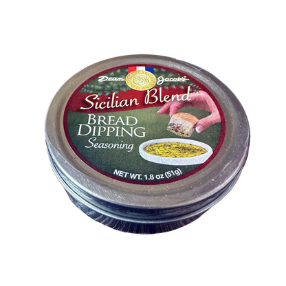 Sicilian Blend bread dipping seasoning container on a white background